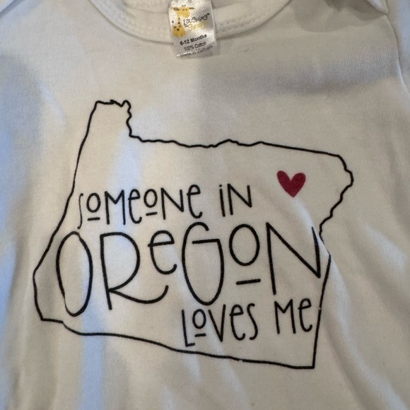 6-12M White Baby Onesie with Oregon Print - Picture 4 of 5